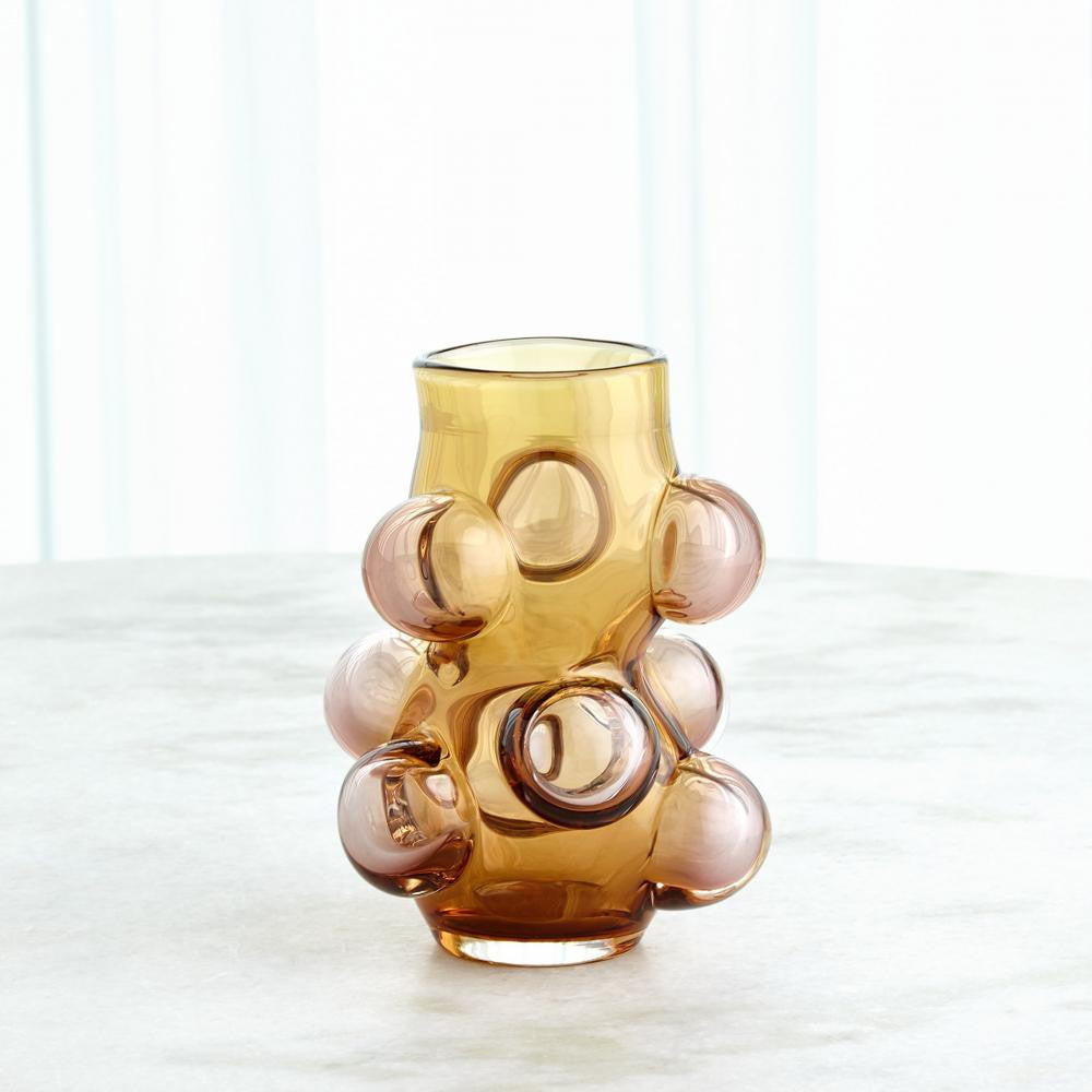 Global Views Bubbled Small Amber Blush  Vase