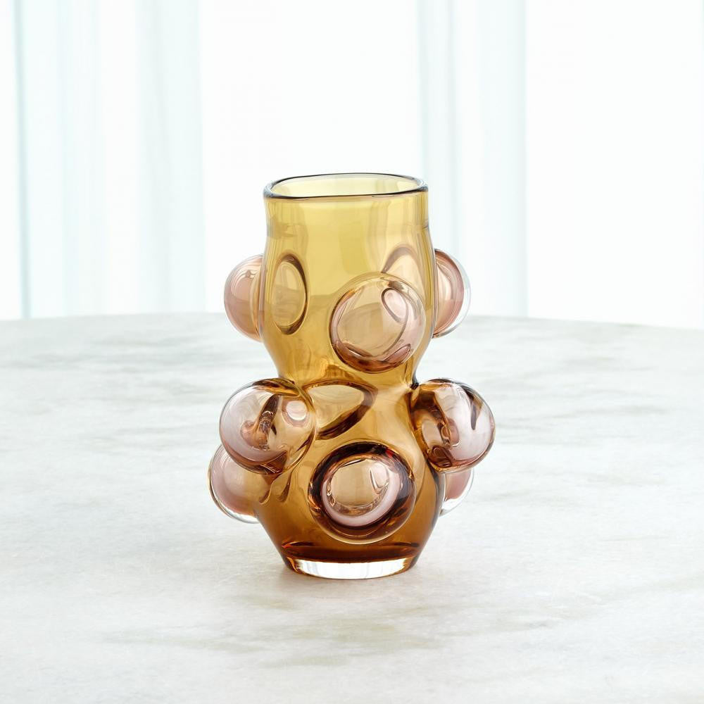 Global Views Bubbled Small Amber Blush  Vase