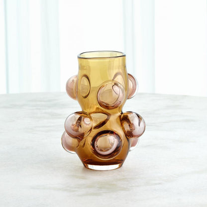 Global Views Bubbled Small Amber Blush  Vase