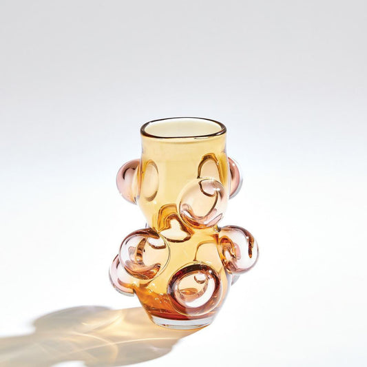 Global Views Bubbled Small Amber Blush  Vase