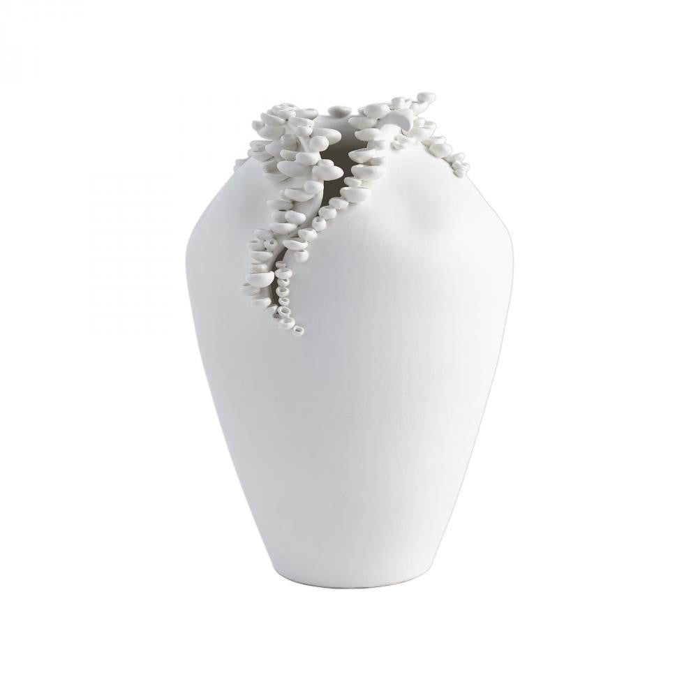 Global Views Cascading Reef Tall White Vase