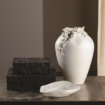 Global Views Cascading Reef Tall White Vase