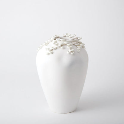 Global Views Cascading Reef Tall White Vase