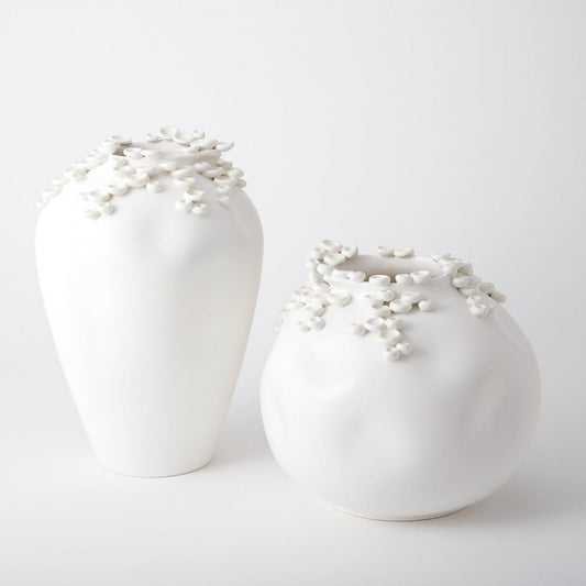 Global Views Cascading Reef Tall White Vase