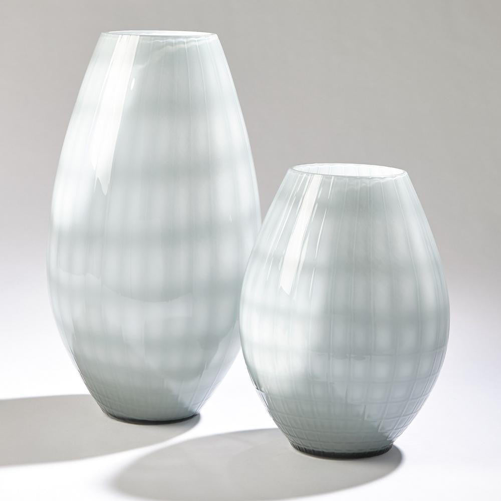 Global Views Cased Glass Grid Small Blue Vase