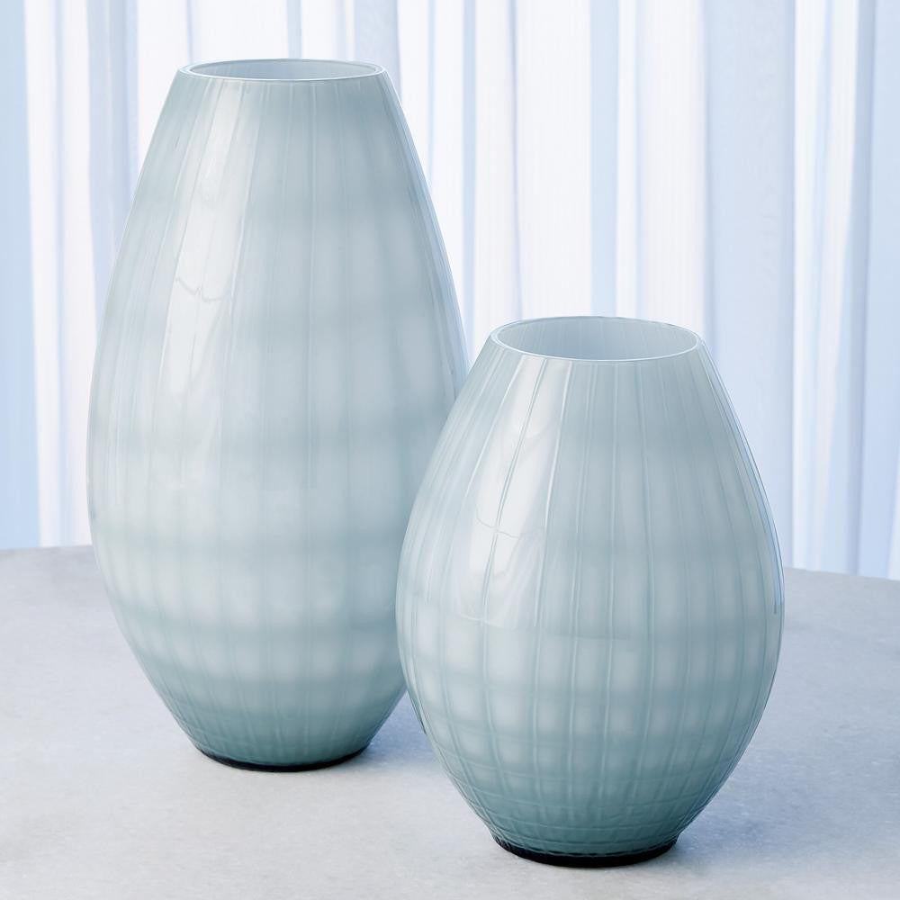 Global Views Cased Glass Grid Small Blue Vase