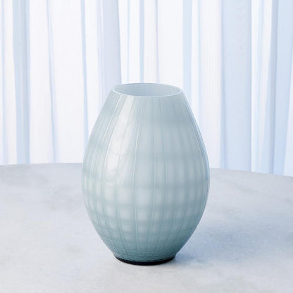 Global Views Cased Glass Grid Small Blue Vase