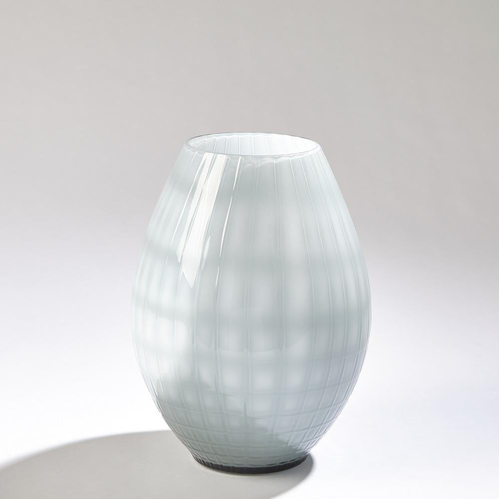 Global Views Cased Glass Grid Small Blue Vase