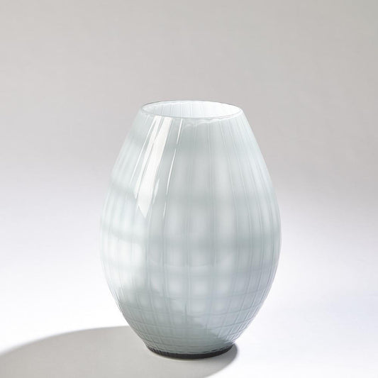 Global Views Cased Glass Grid Small Blue Vase