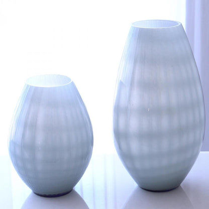 Global Views Cased Glass Grid Small Blue Vase