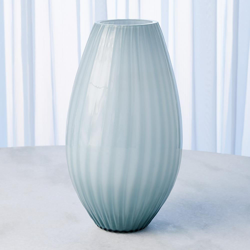 Global Views Cased Glass Stripe Large Blue Vase