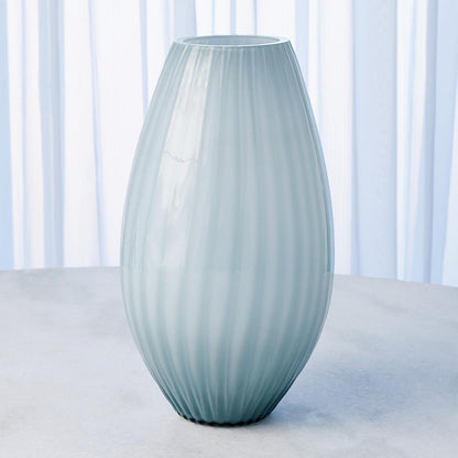 Global Views Cased Glass Stripe Large Blue Vase