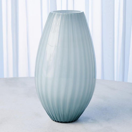 Global Views Cased Glass Stripe Large Blue Vase
