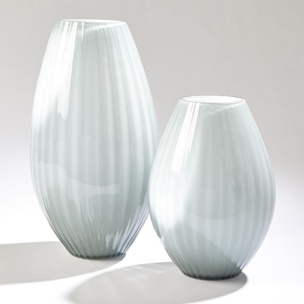 Global Views Cased Glass Stripe Large Blue Vase