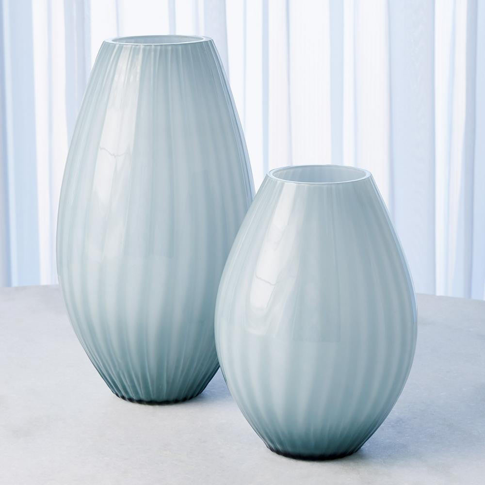 Global Views Cased Glass Stripe Large Blue Vase