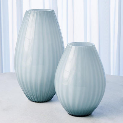 Global Views Cased Glass Stripe Large Blue Vase