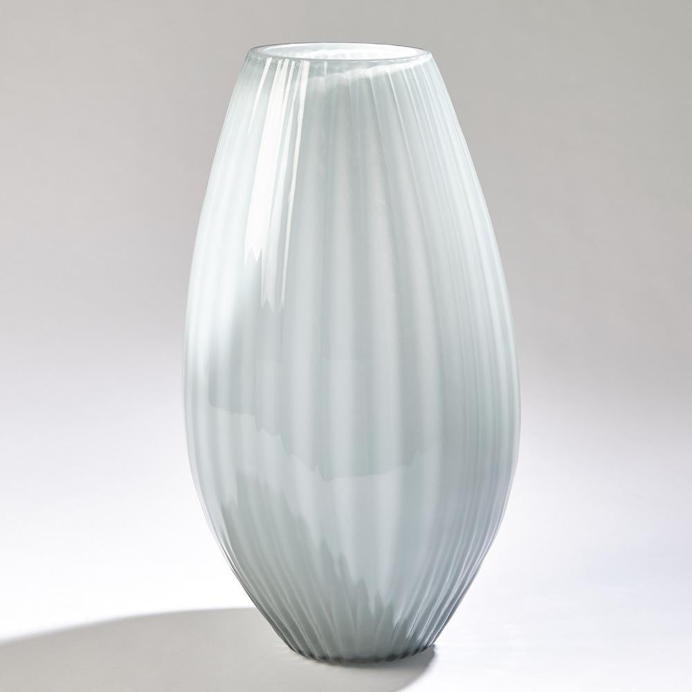 Global Views Cased Glass Stripe Large Blue Vase