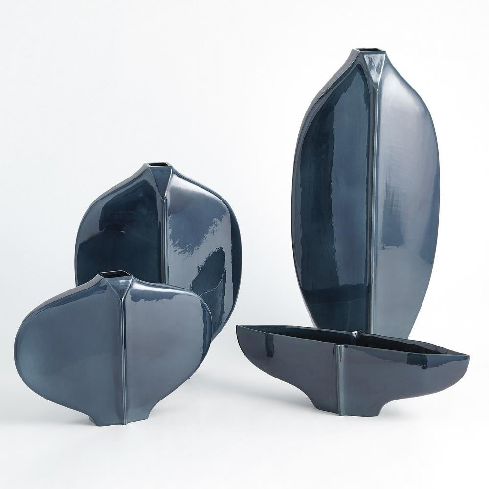 Global Views Center Ridge Small Blue Vase