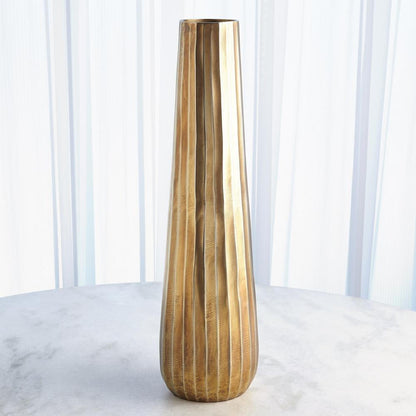 Global Views Chased Round Large Antique Brass Vase