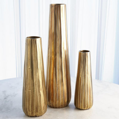 Global Views Chased Round Large Antique Brass Vase