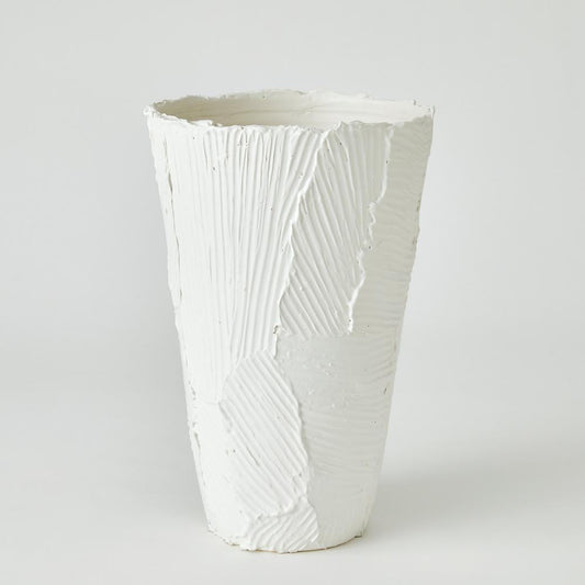 Global Views Chip Tall Matte White Vase