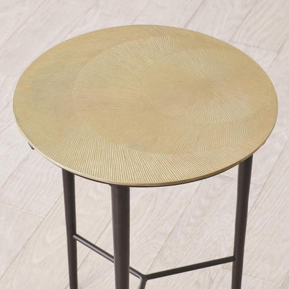 Global Views Circle Etched Antique Brass Accent Table