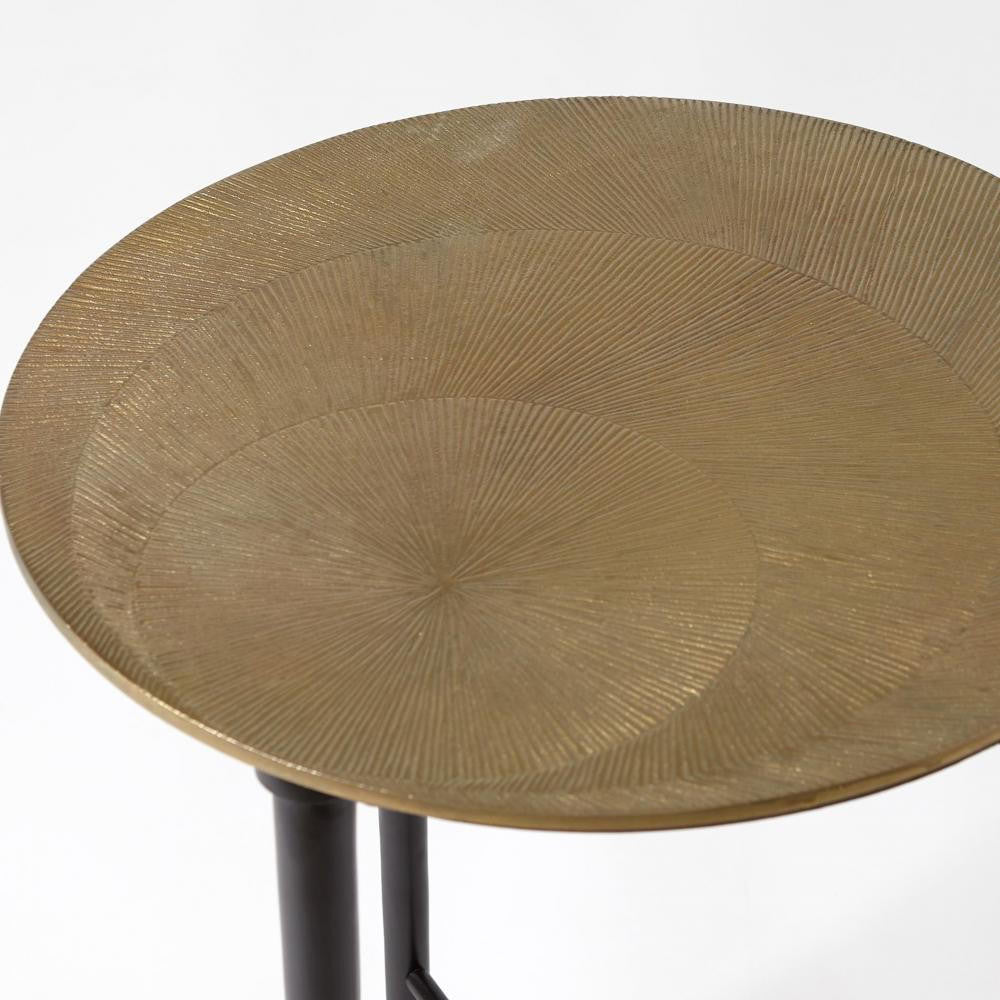 Global Views Circle Etched Antique Brass Accent Table