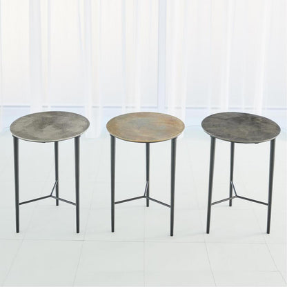 Global Views Circle Etched Antique Brass Accent Table