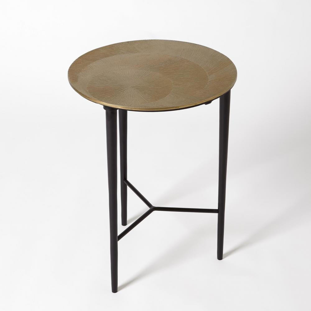 Global Views Circle Etched Antique Brass Accent Table