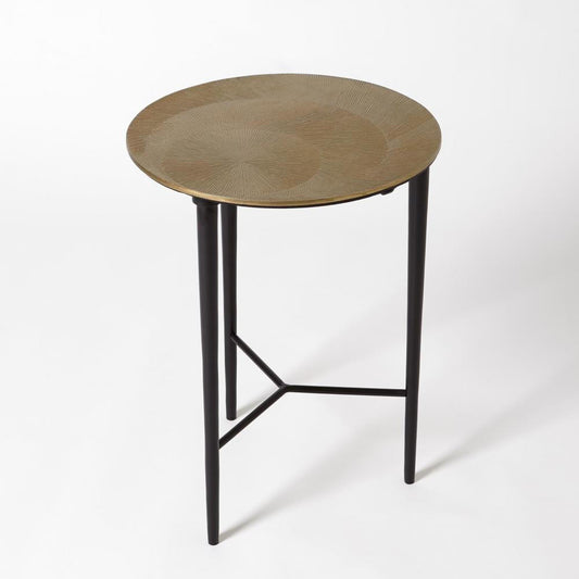 Global Views Circle Etched Antique Brass Accent Table