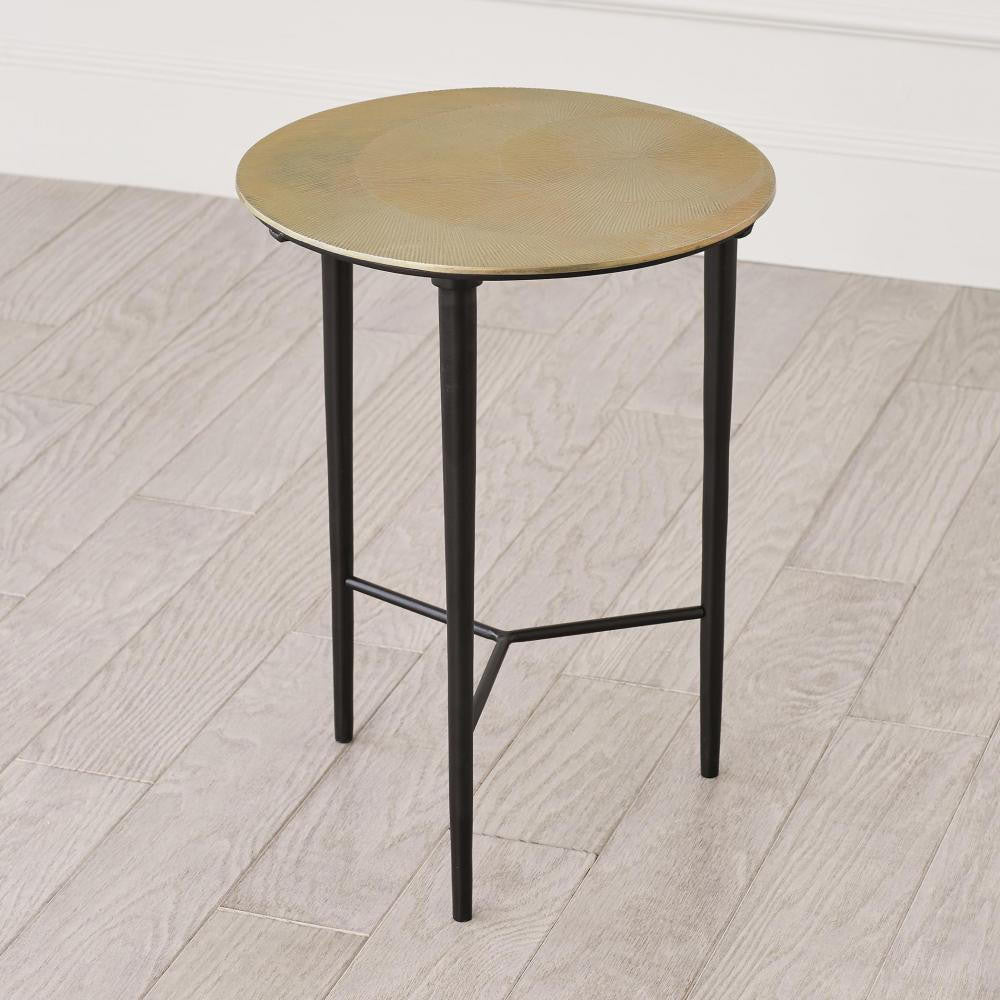 Global Views Circle Etched Antique Brass Accent Table