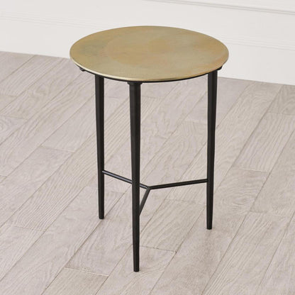 Global Views Circle Etched Antique Brass Accent Table