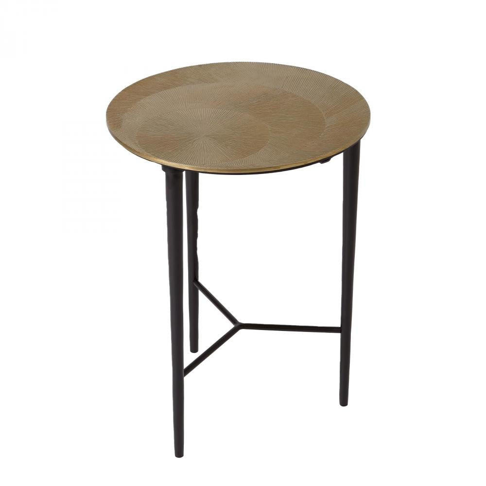 Global Views Circle Etched Antique Brass Accent Table