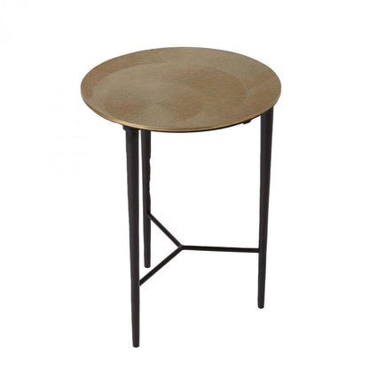 Global Views Circle Etched Antique Brass Accent Table