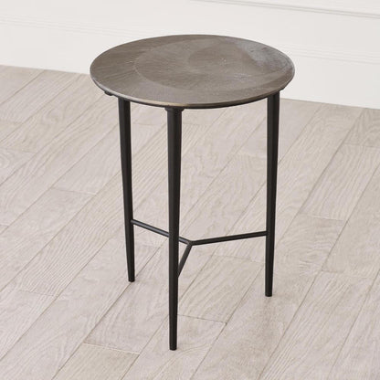 Global Views Circle Etched Black Nickel Accent Table