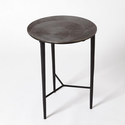 Global Views Circle Etched Black Nickel Accent Table