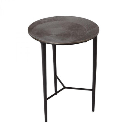 Global Views Circle Etched Black Nickel Accent Table