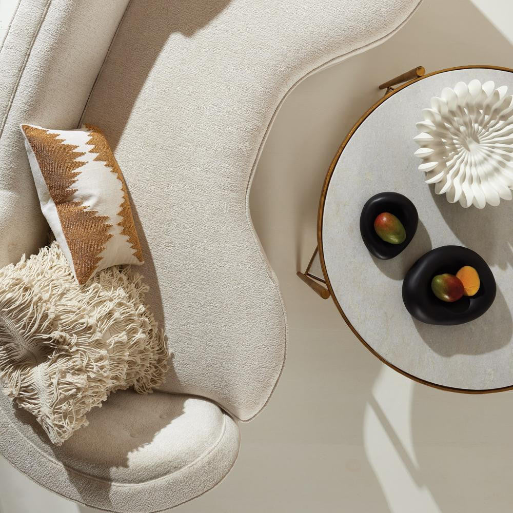 Global Views Circle/Square Gold with White Marble Cocktail Table