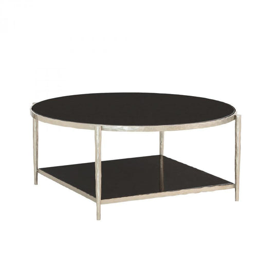Global Views Circle/Square Nickel with Black Granite Cocktail Table