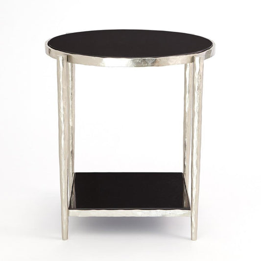 Global Views Circle/Square Nickel with  Black Granite Side Table
