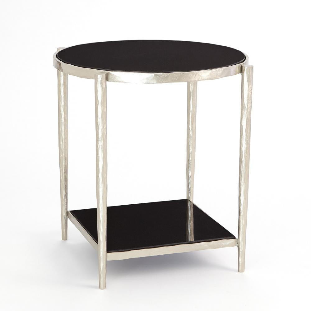 Global Views Circle/Square Nickel with  Black Granite Side Table