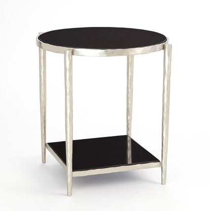 Global Views Circle/Square Nickel with  Black Granite Side Table