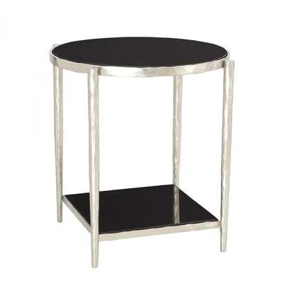 Global Views Circle/Square Nickel with  Black Granite Side Table