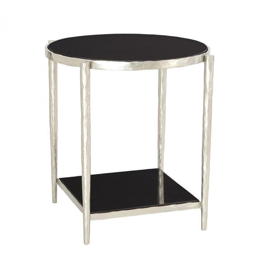 Global Views Circle/Square Nickel with  Black Granite Side Table