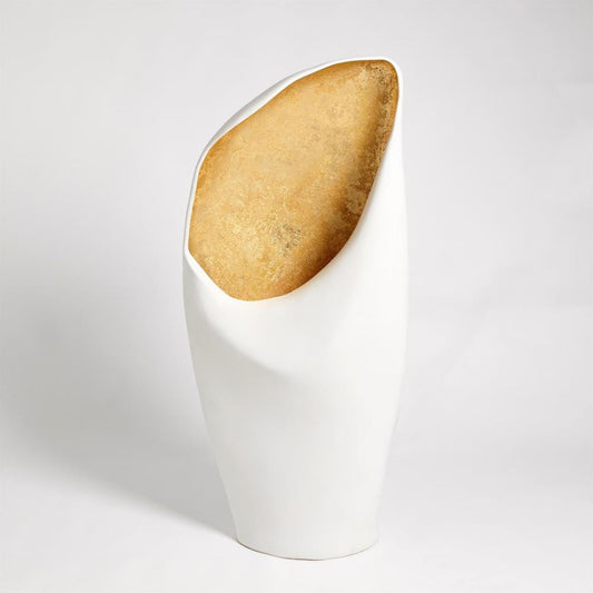 Global Views Cowl Large White with Gold Leaf Table Lamp