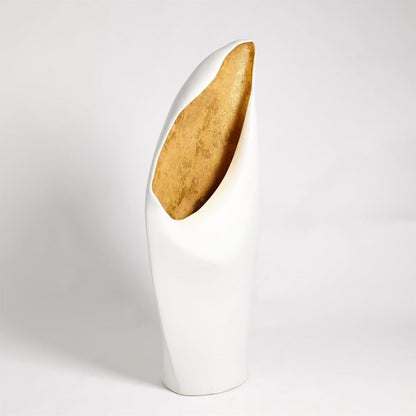 Global Views Cowl Large White with Gold Leaf Table Lamp
