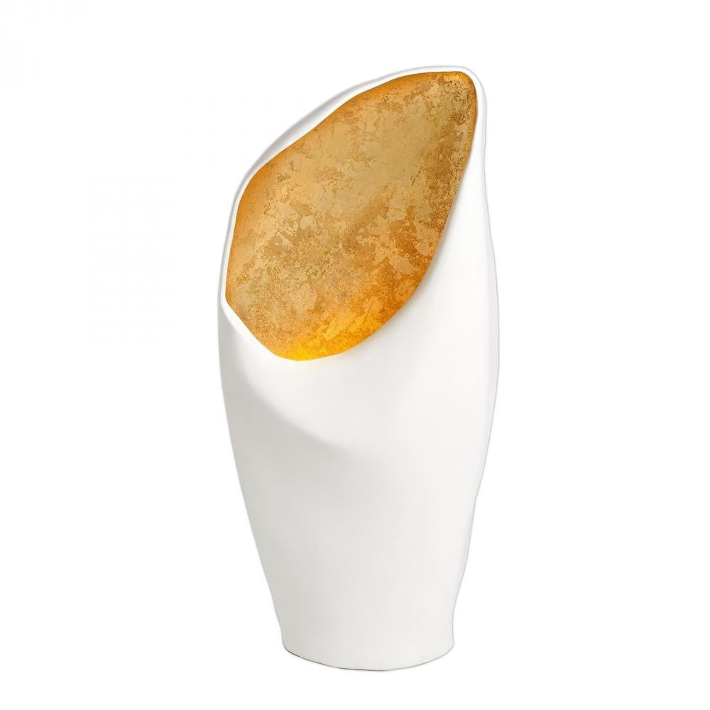 Global Views Cowl Large White with Gold Leaf Table Lamp