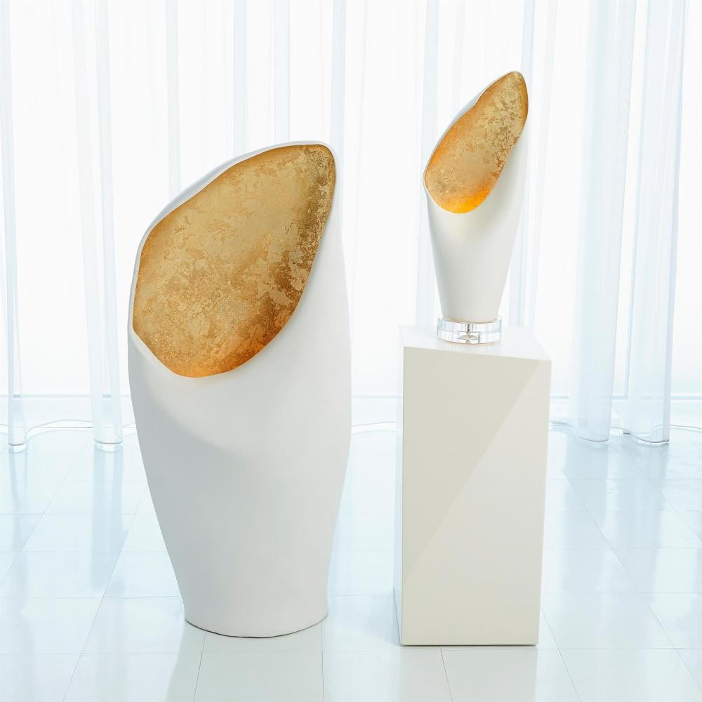 Global Views Cowl Large White with Gold Leaf Table Lamp