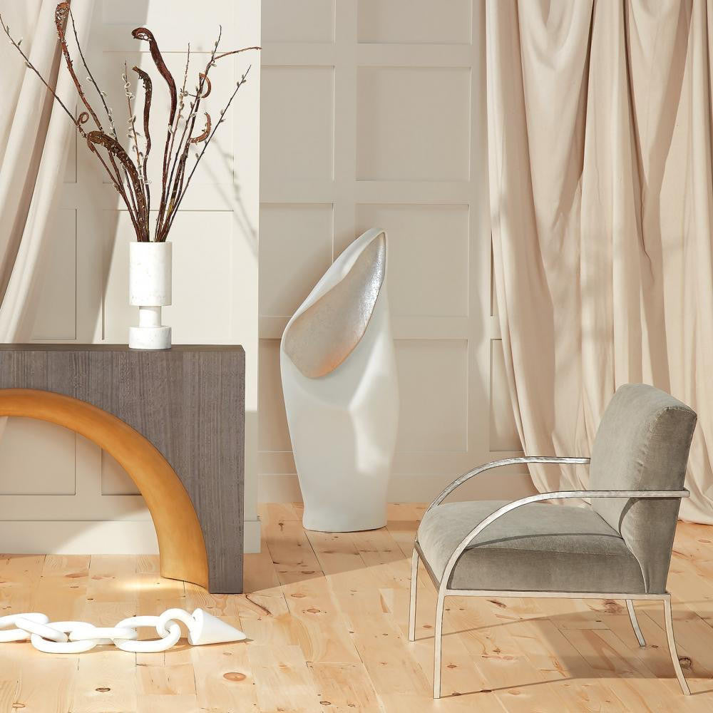 Global Views Cowl Large White with Silver Leaf Table Lamp