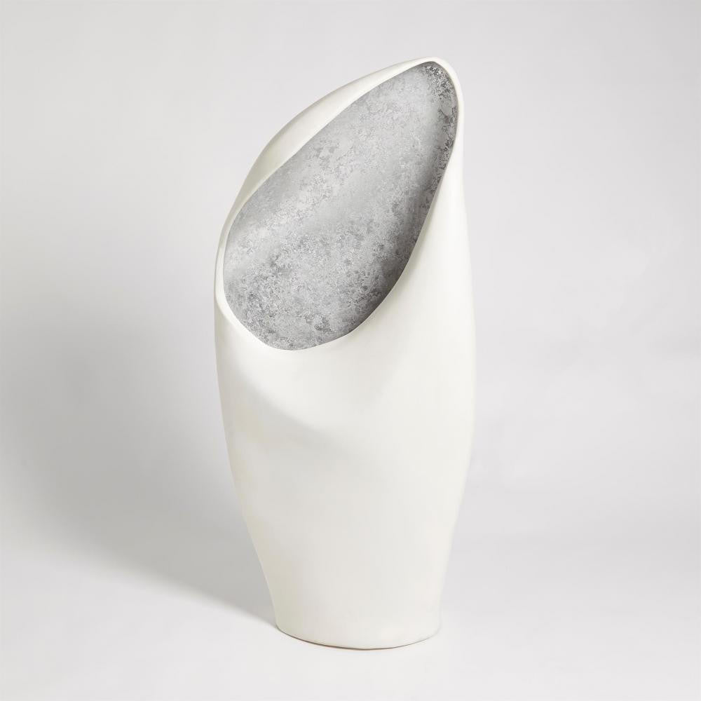 Global Views Cowl Large White with Silver Leaf Table Lamp
